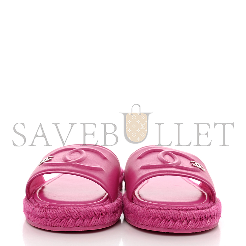 CHANE LAMBSKIN CORD BRAIDED SLIDE SANDALS PINK G39778